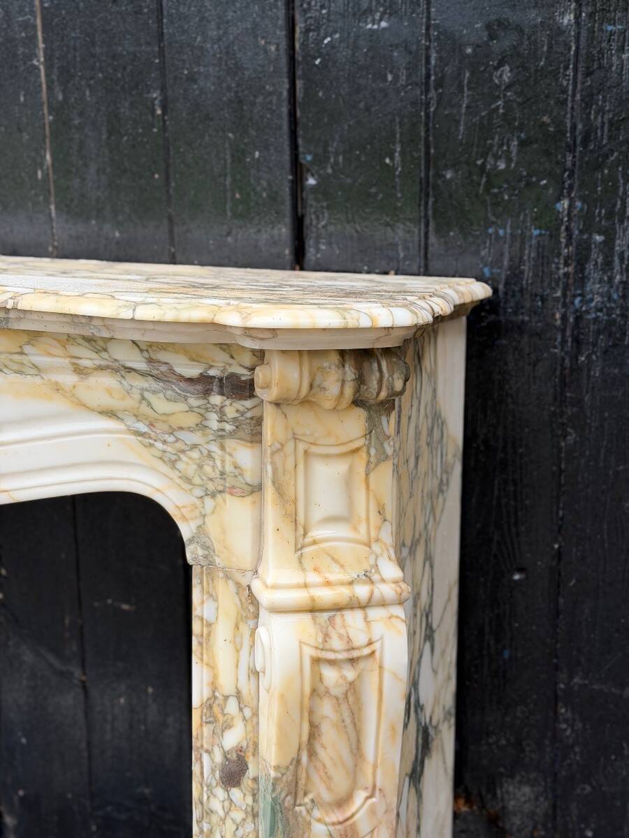 Louis XV style fireplace in purple breccia marble, circa 1880