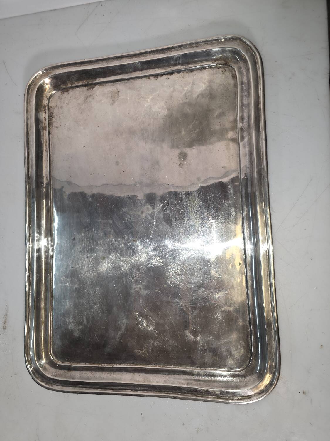 Antique silver-plated tray