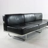 Magnifique canapé trois places LC5 en cuir noir de Cassina