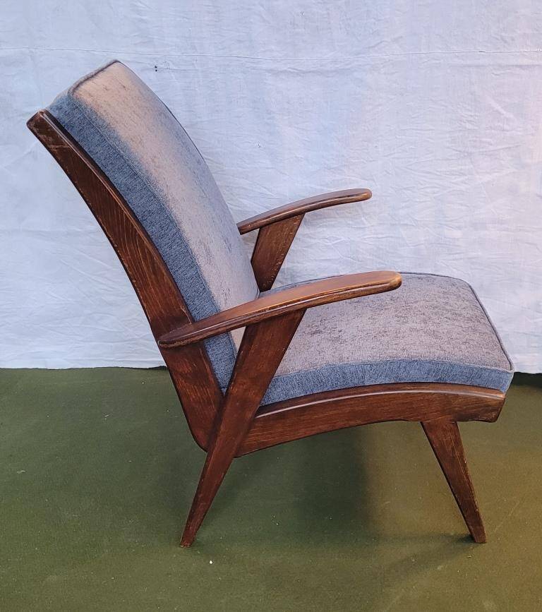 Scandinavian armchair in wood and fabric from the 50s