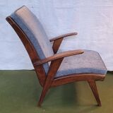 Scandinavian armchair in wood and fabric from the 50s