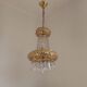 Vintage Gold Metal 5-Light Chandelier – Crystal Beads & Glass Prisms