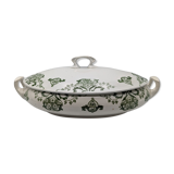vegetable serving dish tureen earthenware English floral green decoration