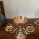 Pair of solid brass calyx candlesticks