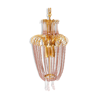 Lustre 50's perles et gouttes de verre mauve