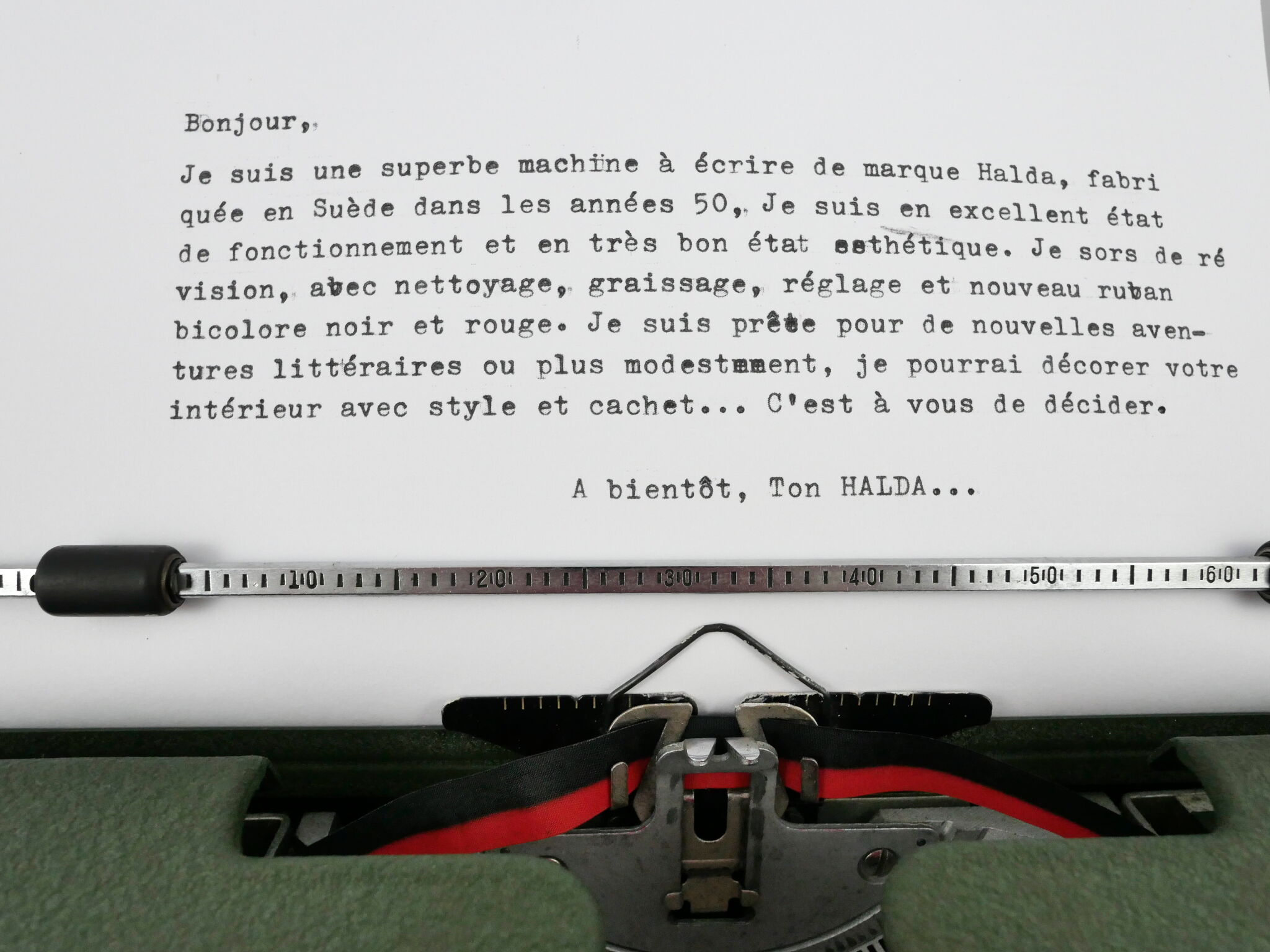 Halda Model P Sweden vintage green typewriter 50