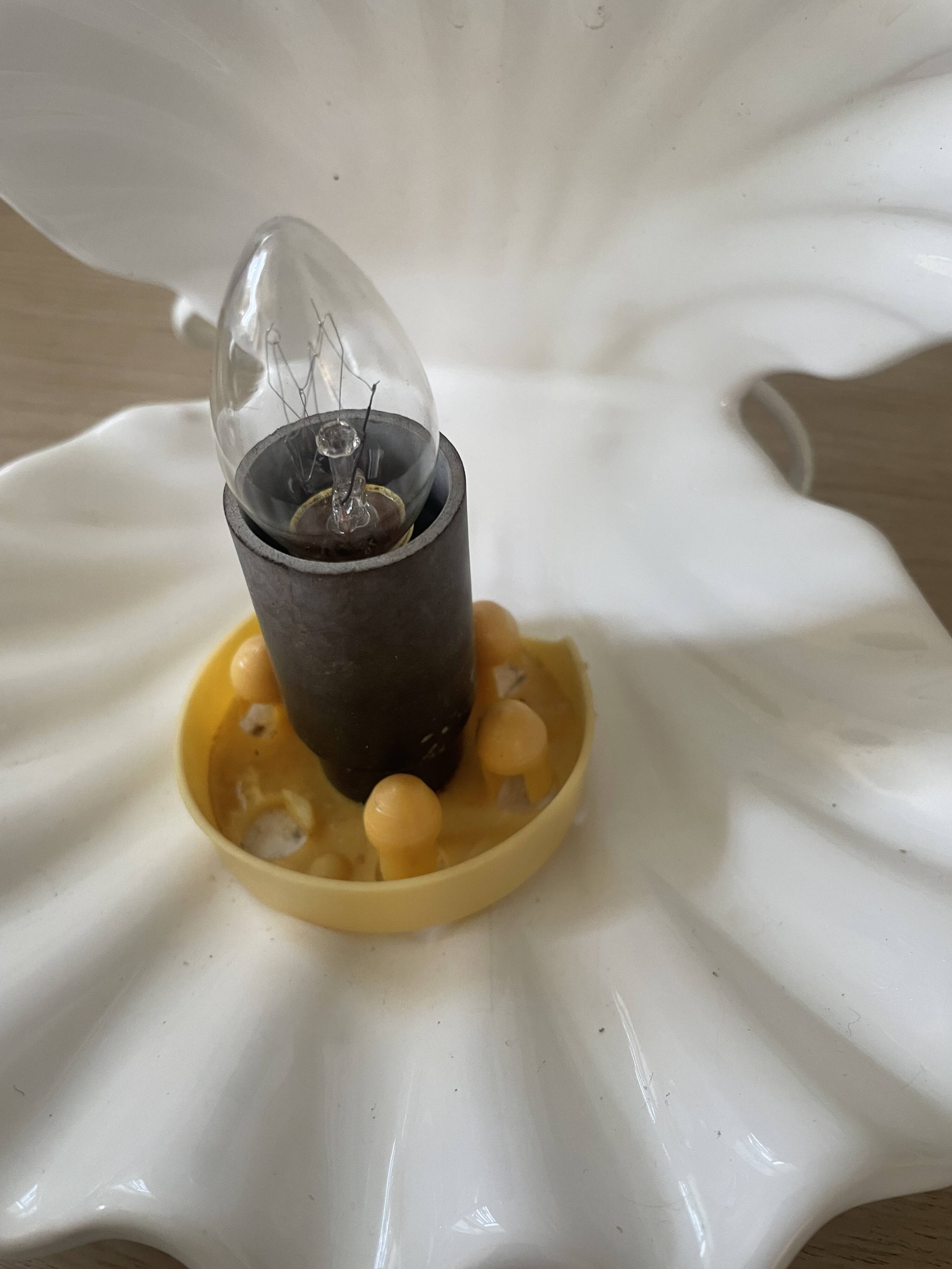 Lampe  coquillage céramique et opaline 70´s