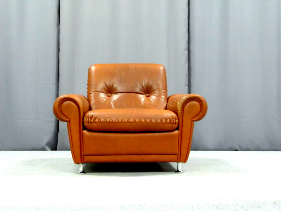 Armchair - Ottoman leather 1960