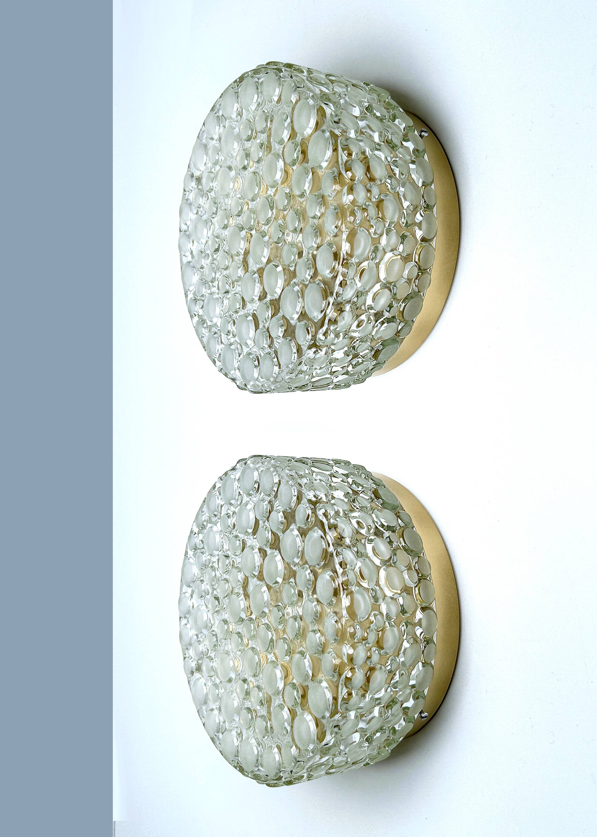 Paire d'appliques vintage en verre à bulles