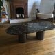 Brown marble coffee table and steel feet