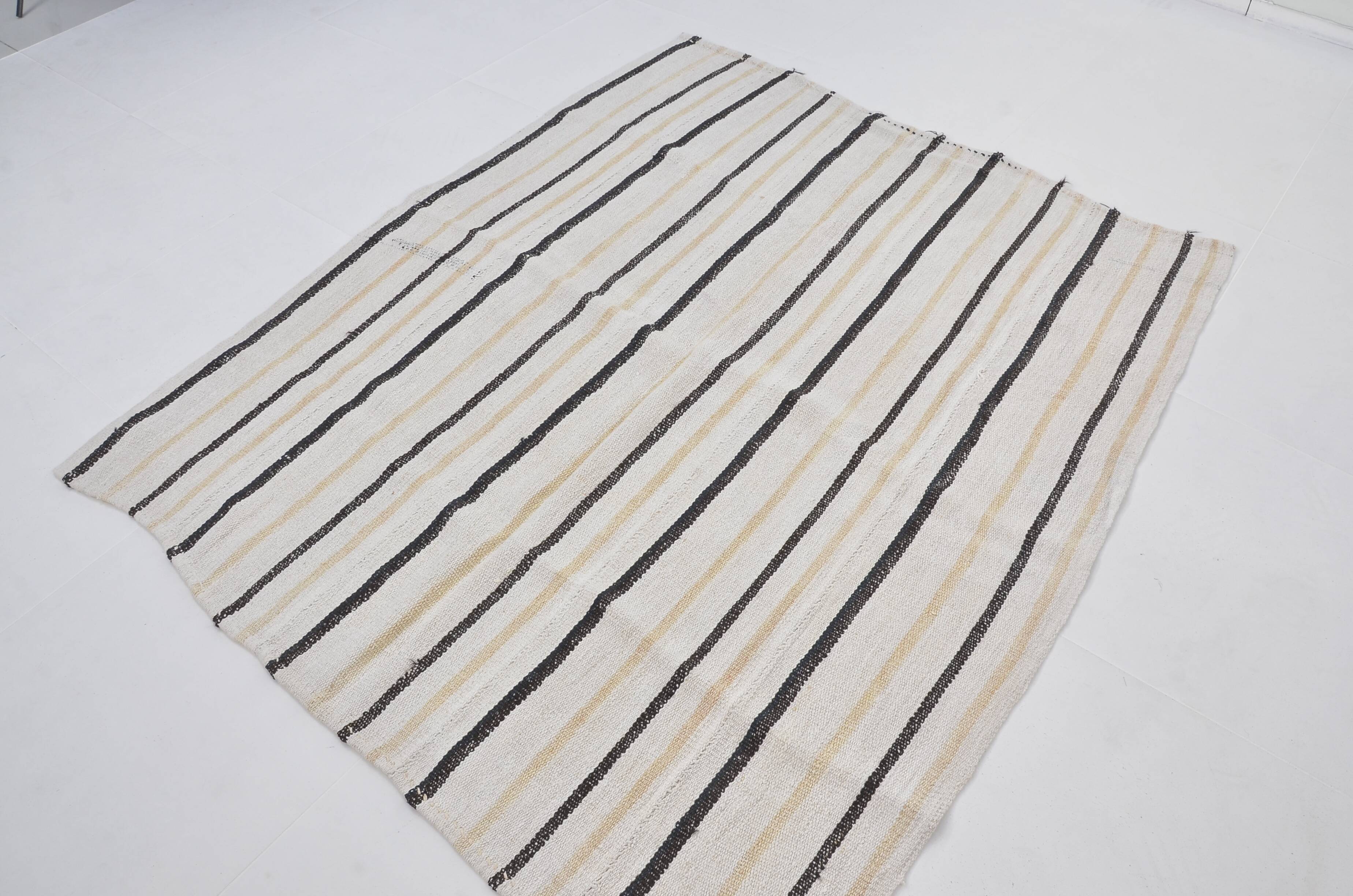 Turkish Striped Anatolian Hemp Kilim sku 3662