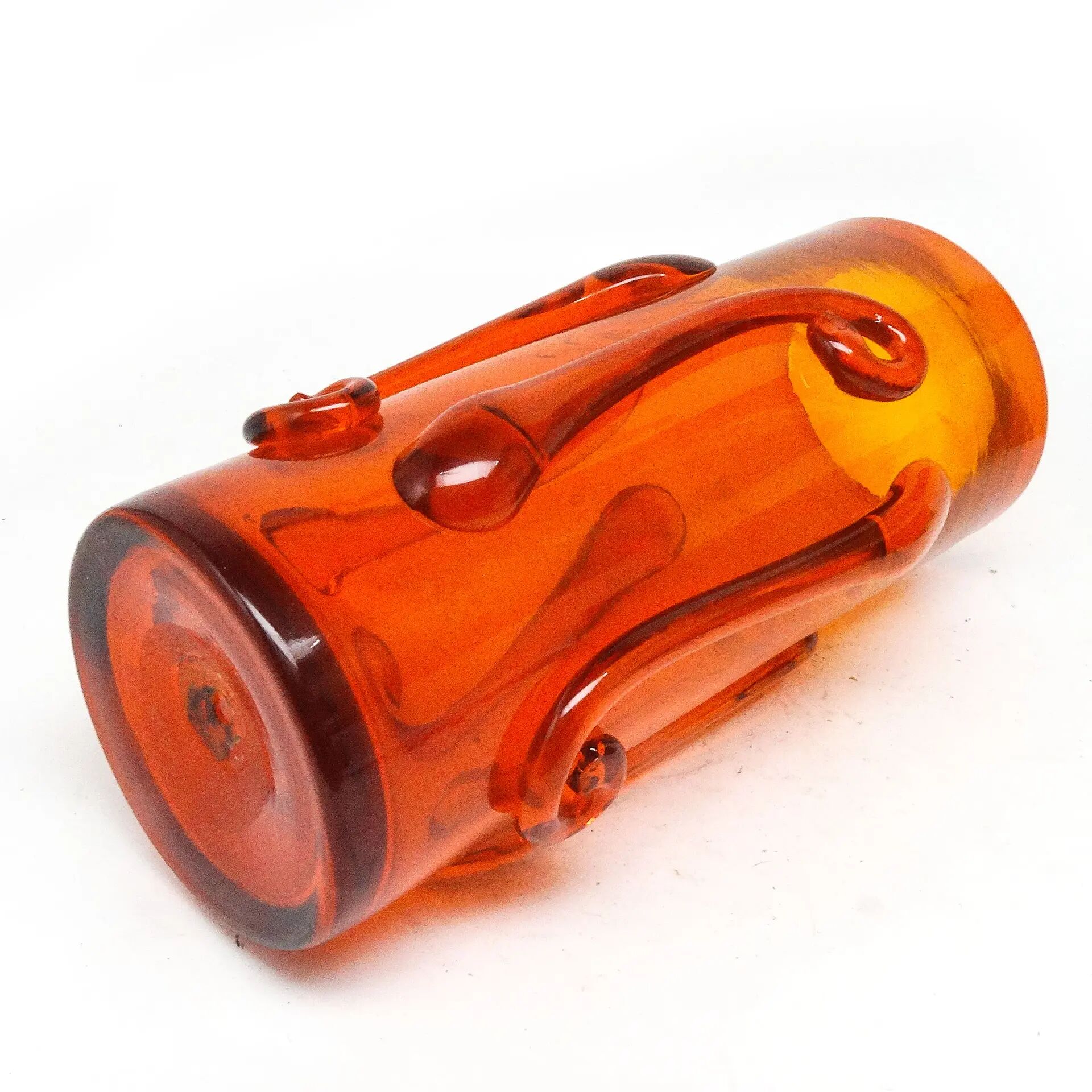 Postmodern vase, orange glass, designed by J. Słuczan-Orkusz, Poland, 1970s