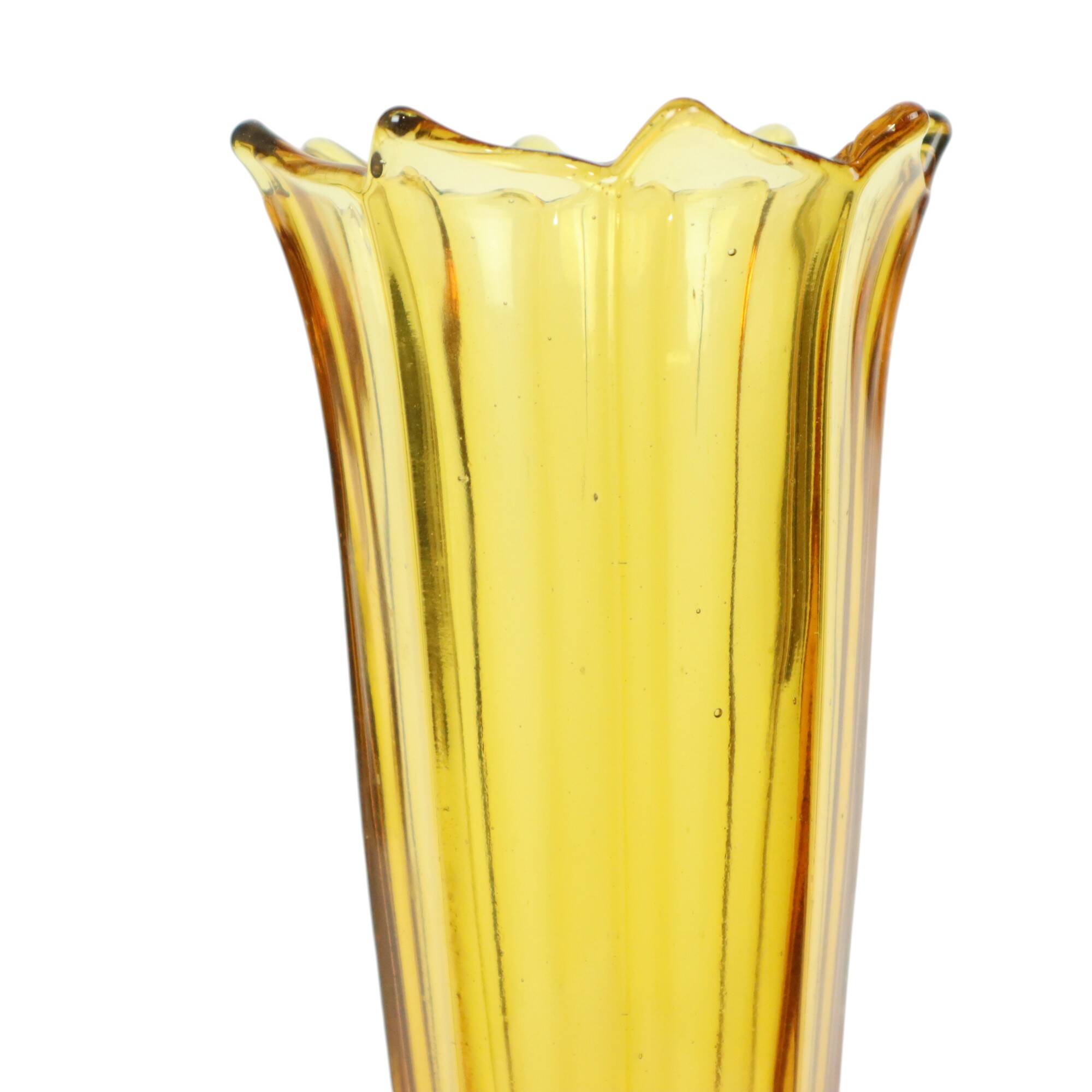 Art Deco Vase Pressed Glass Amber Rosice Glassworks 21cm