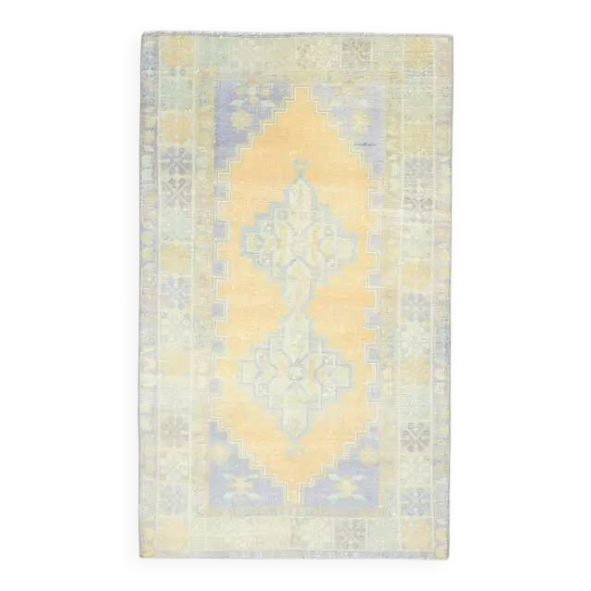 Vintage Turkish Oushak Handmade Wool Cotton Orange Area Rug 104x180