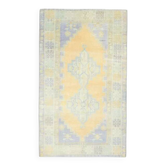 Tapis vintage turc Oushak fait à la main en laine et coton orange 104x180