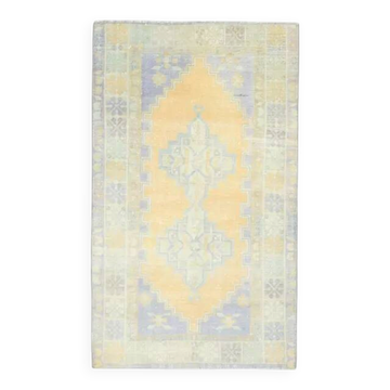 Tapis vintage turc Oushak fait à la main en laine et coton orange 104x180