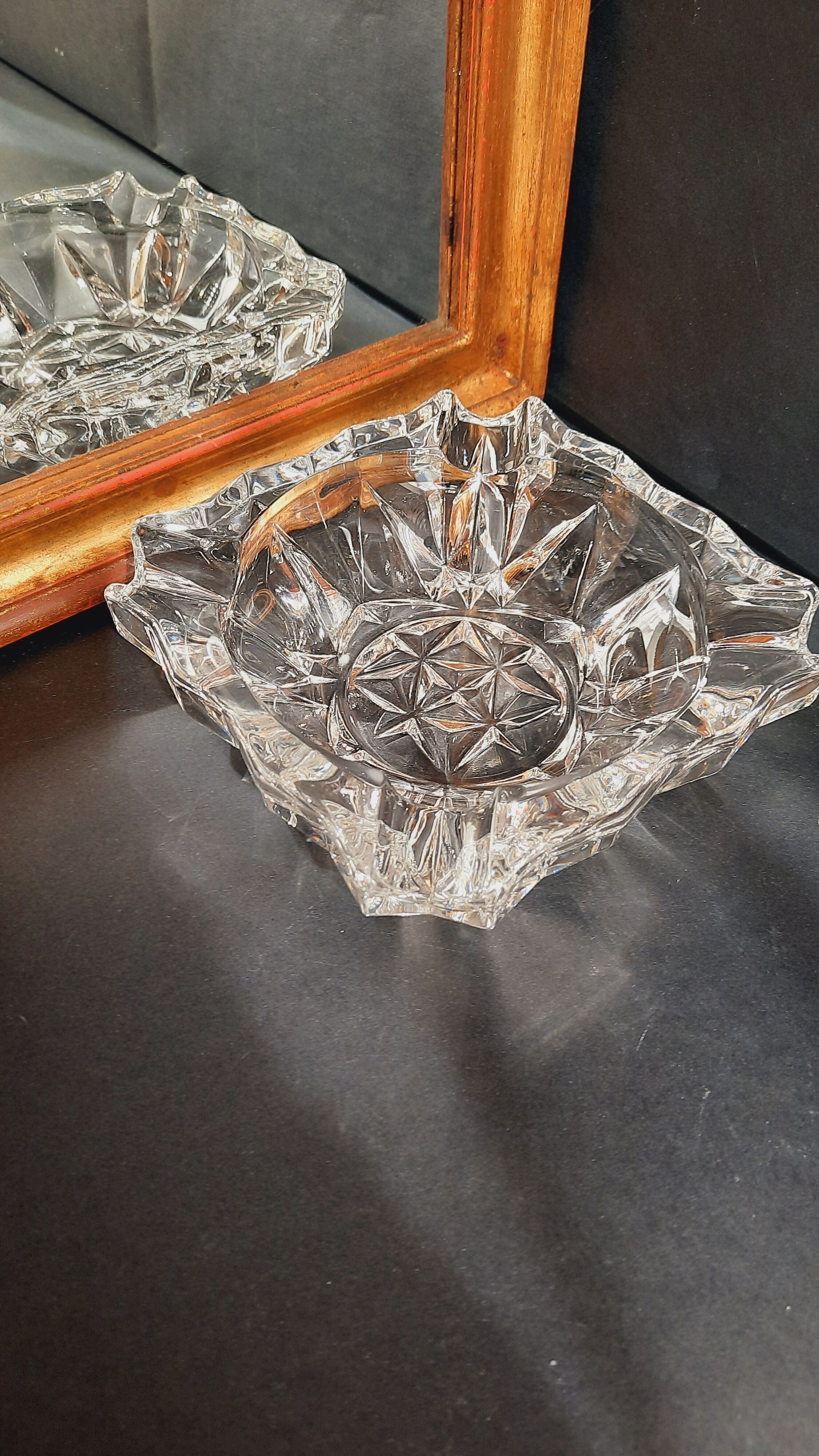 Lot 3 vide-poches verre ciselé