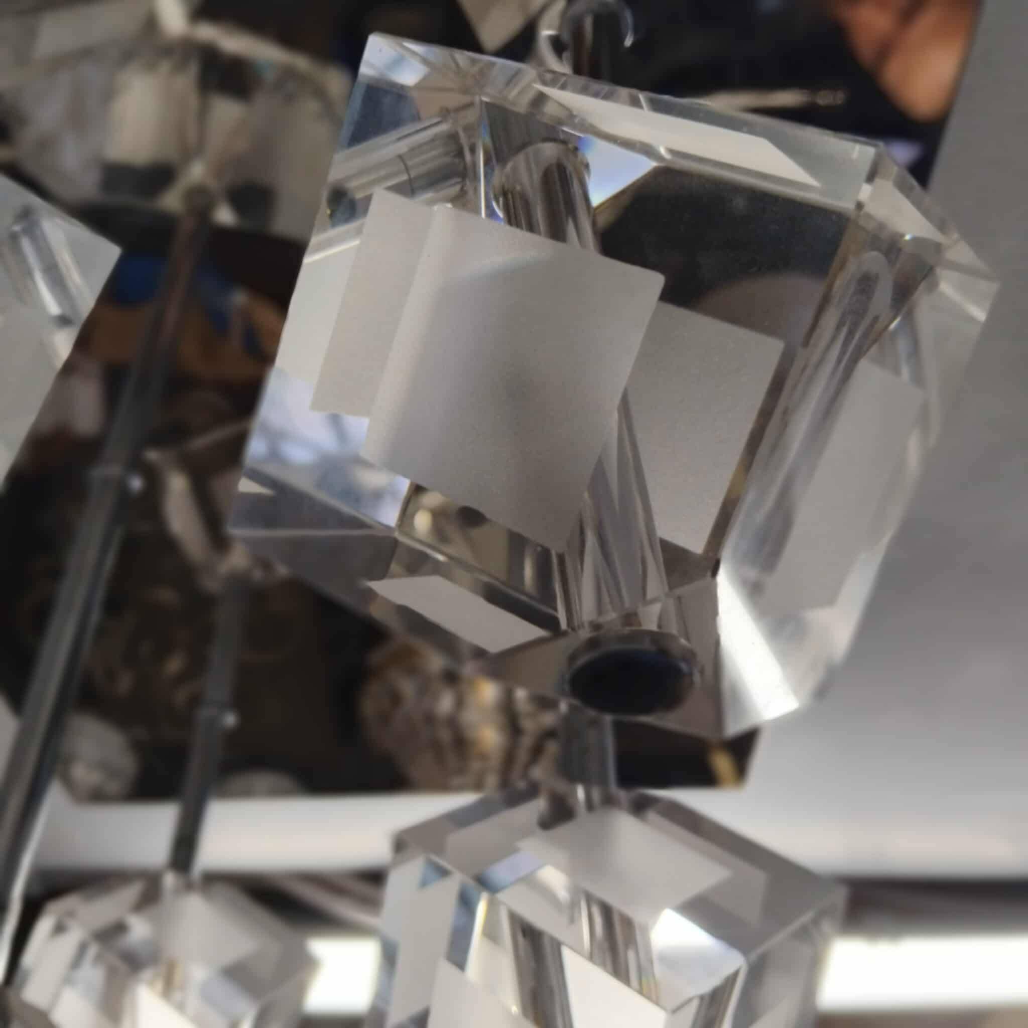 Plafonnier 70/80's inox 6 cubes en verre