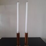 Pair of olive wood candlesticks Maison Ma Yafith