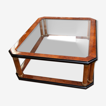 Large coffee table in magnifying glass and glass of 60s