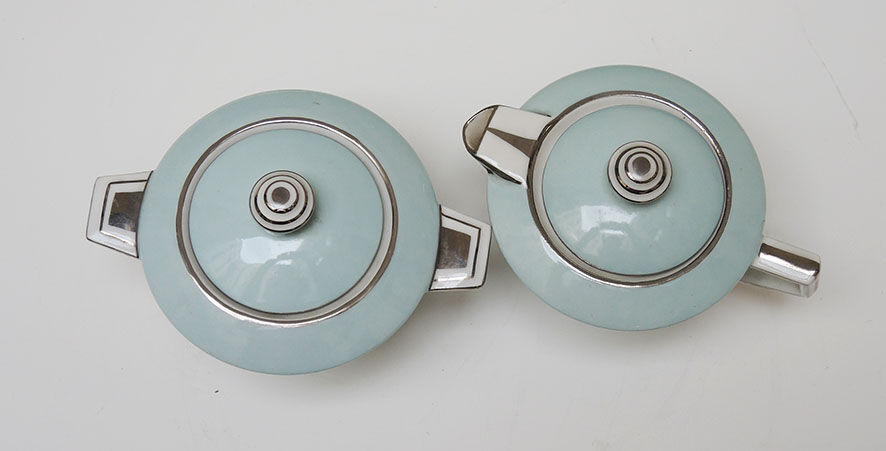 Art deco porcelain teapot and sweetener: maison cambet lyon