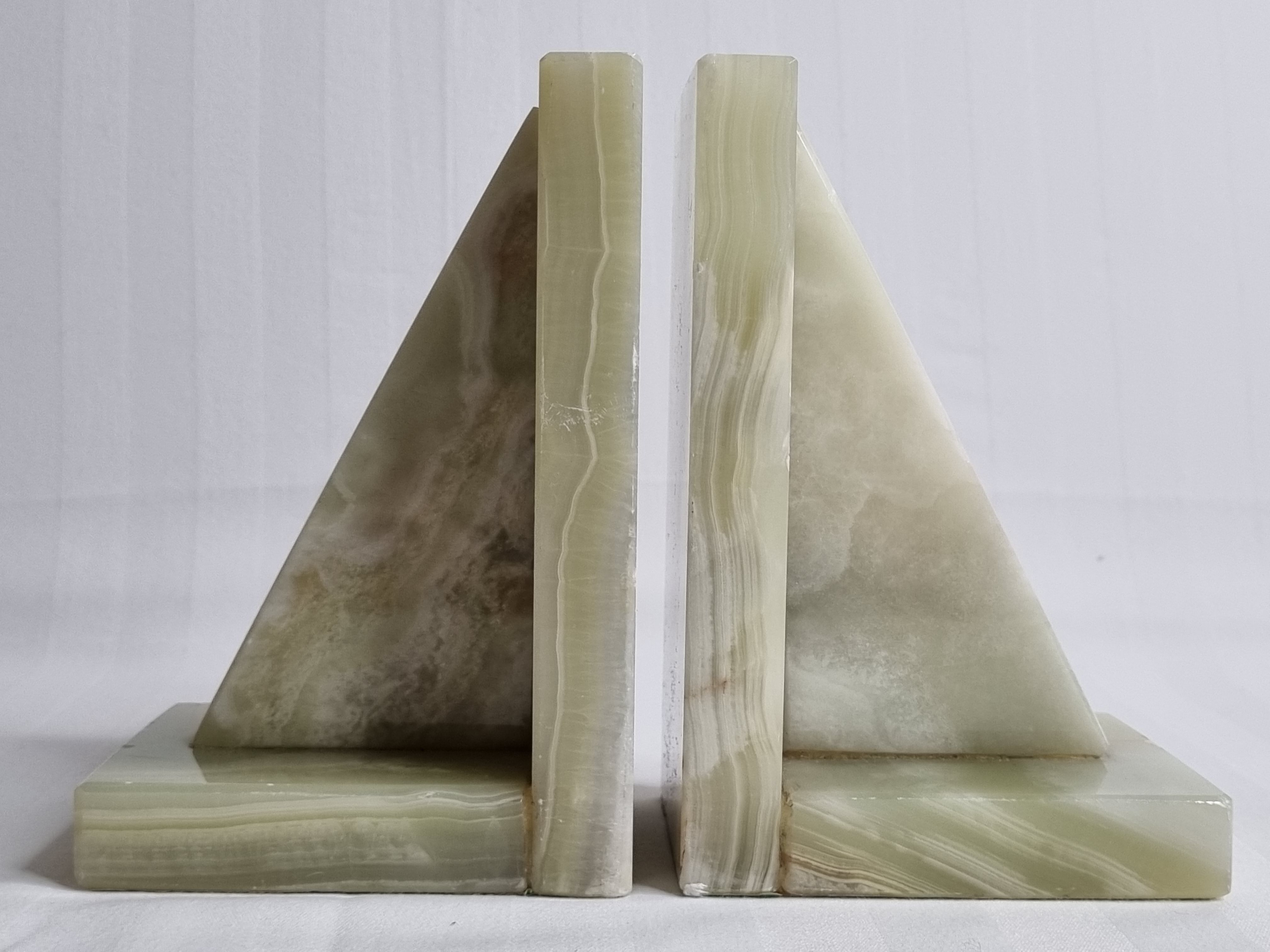 Pair of vintage onyx bookends, 70s, 14.5 cm
