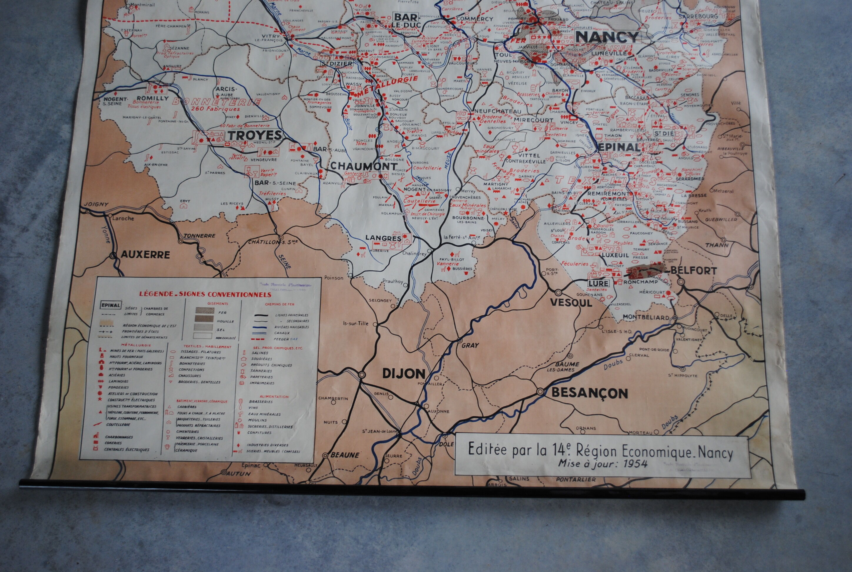 Carte scolaire France économique, région Nord Est