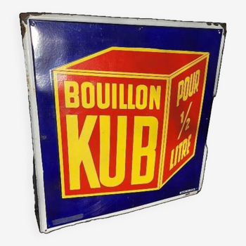 grande plaque publicitaire emaillee ancienne bouillon kub 1930