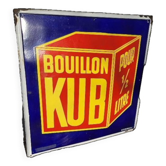 large old enamel advertising plate bouillon kub 1930