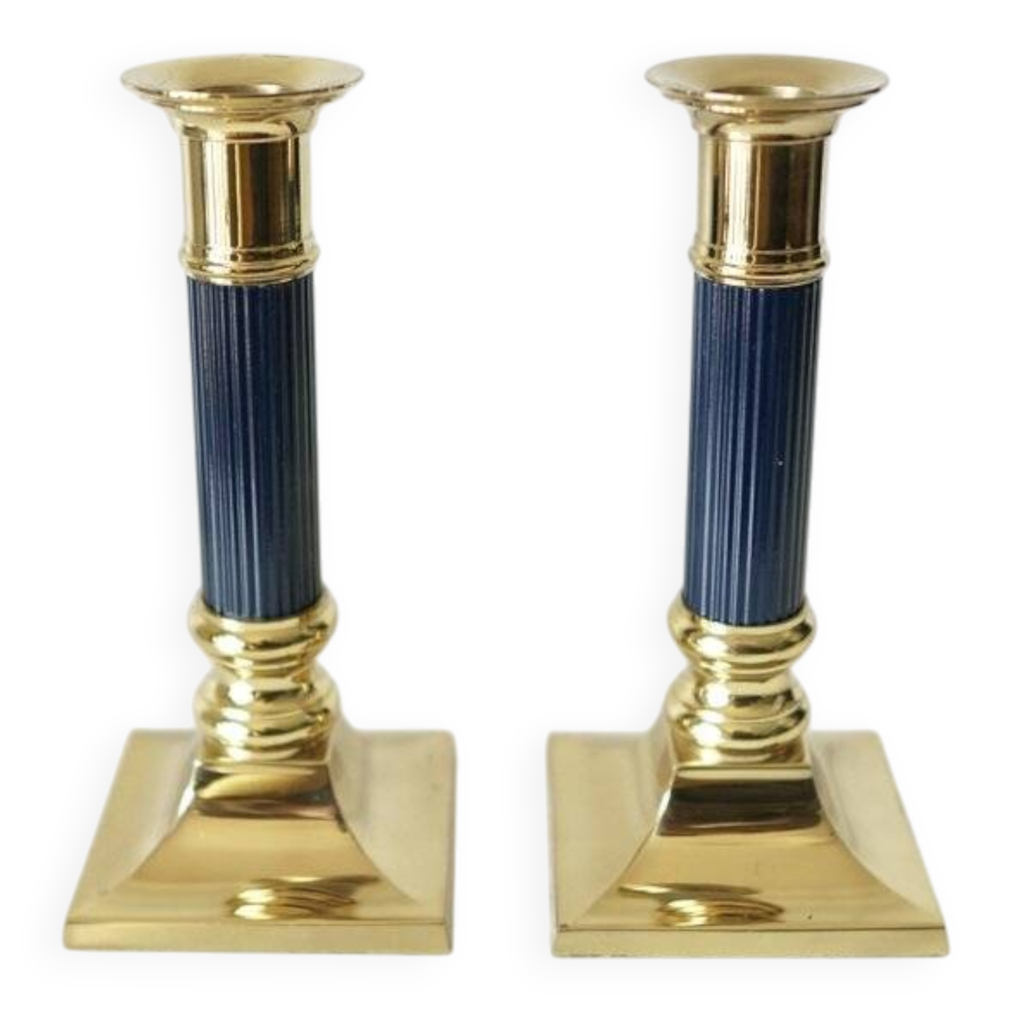 Vintage gilt brass candlesticks, 1970s, set of 2