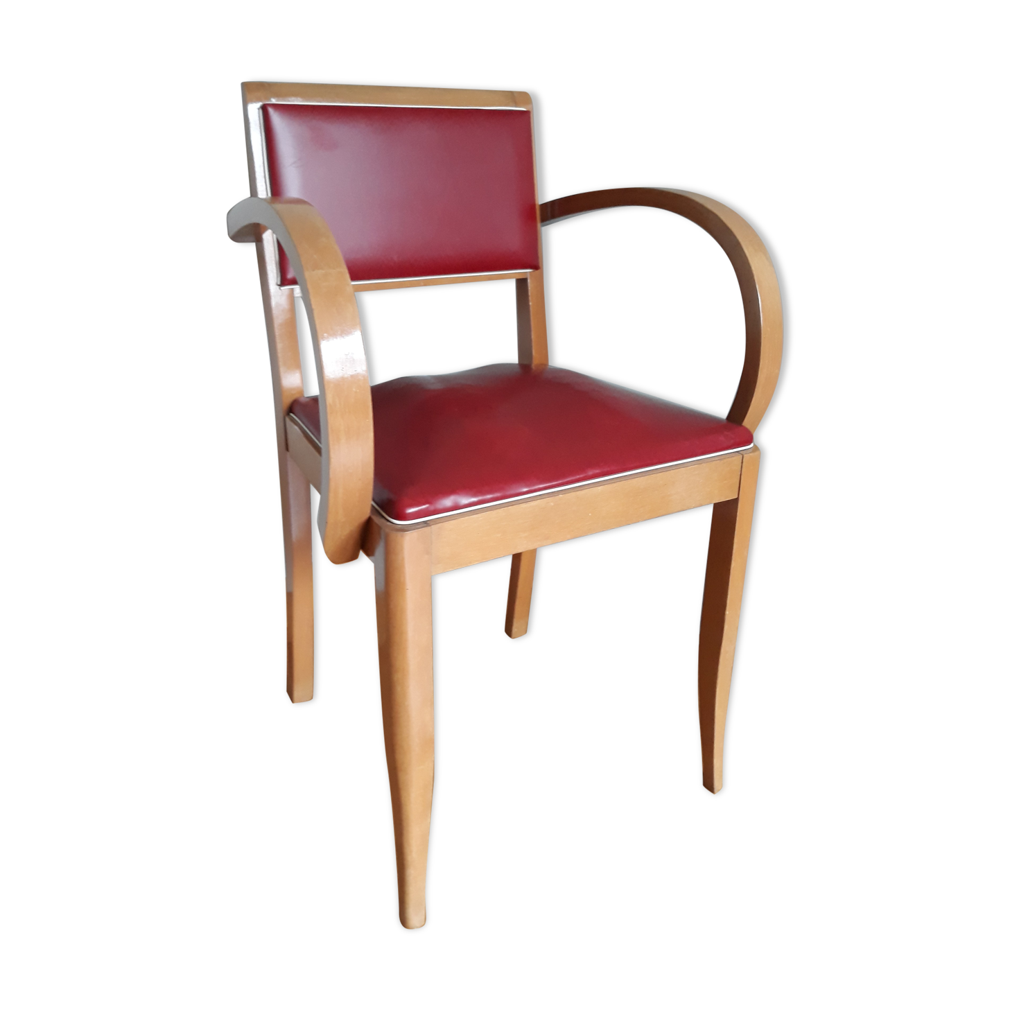 Fauteuil bridge skaï rouge