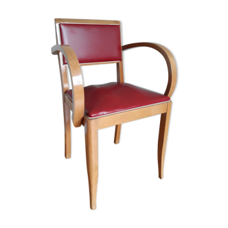 Red skaï bridge armchair