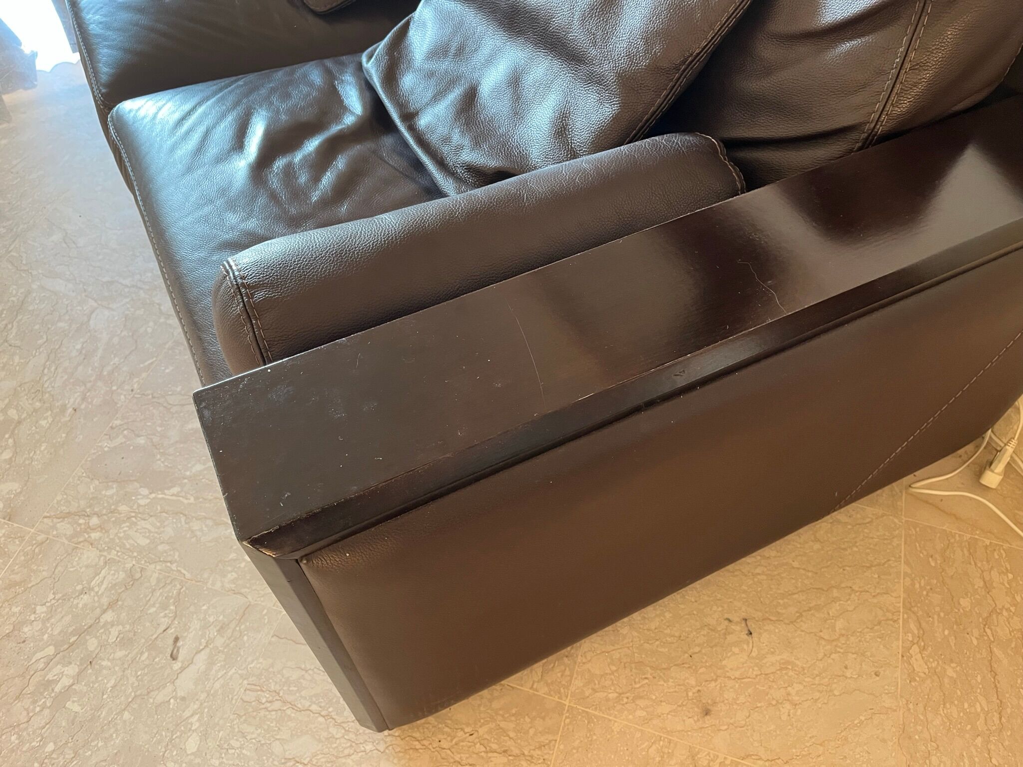 Convertible leather sofa
