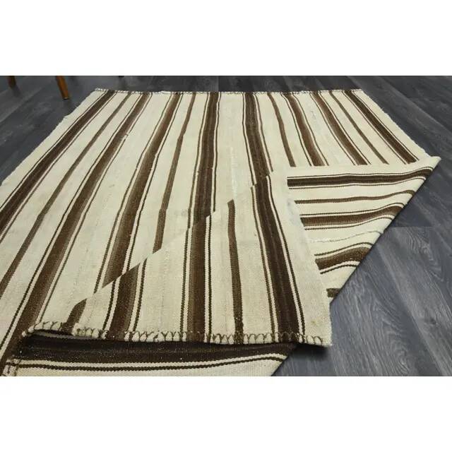 Vintage Turkish Oushak handmade wool cotton beige area rug  152x201