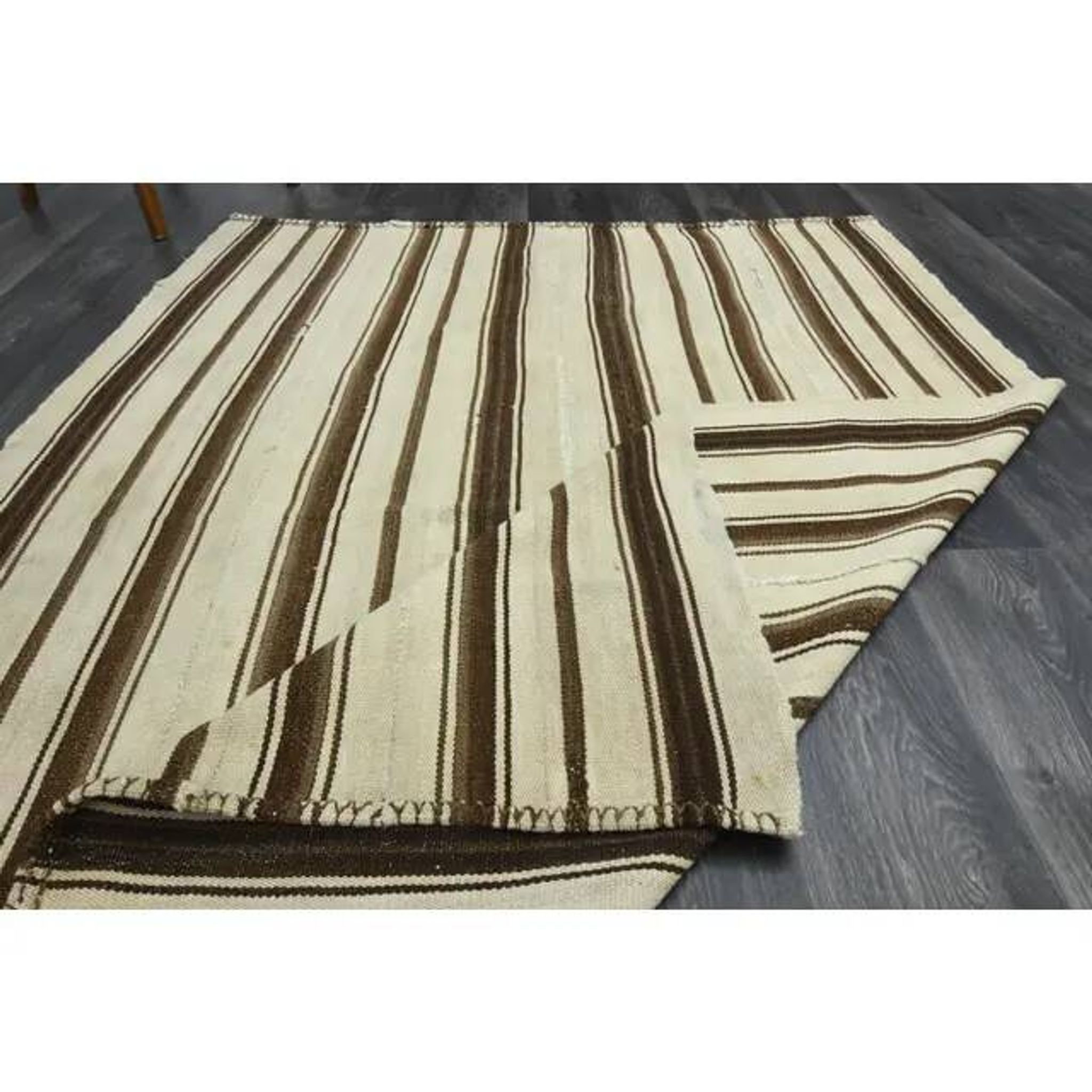 Vintage Turkish Oushak handmade wool cotton beige area rug  152x201