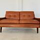 Canapé en cuir cognac Svend Skipper vintage danois des années 50 pour 2 personnes.