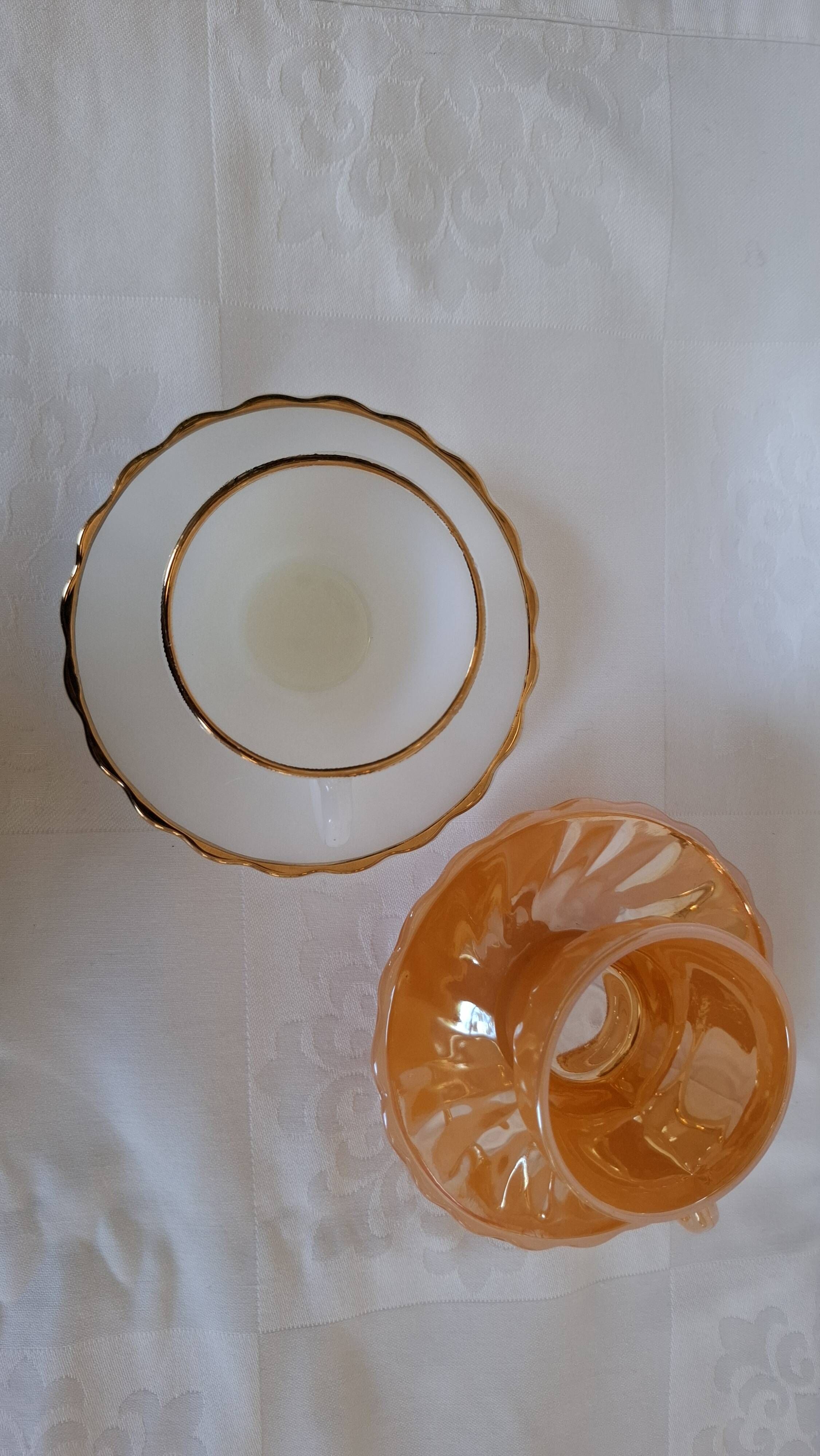 Vintage Fire-King "Swirl" Cup & Saucer Sets – Peach Lustre & Golden Shell