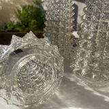 Set of 3 old chiseled glass tulips