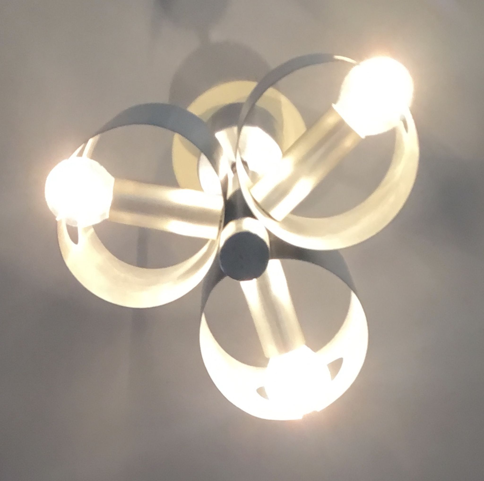 Space-age chandelier with 3 lights, brushed aluminium, 1970 design.