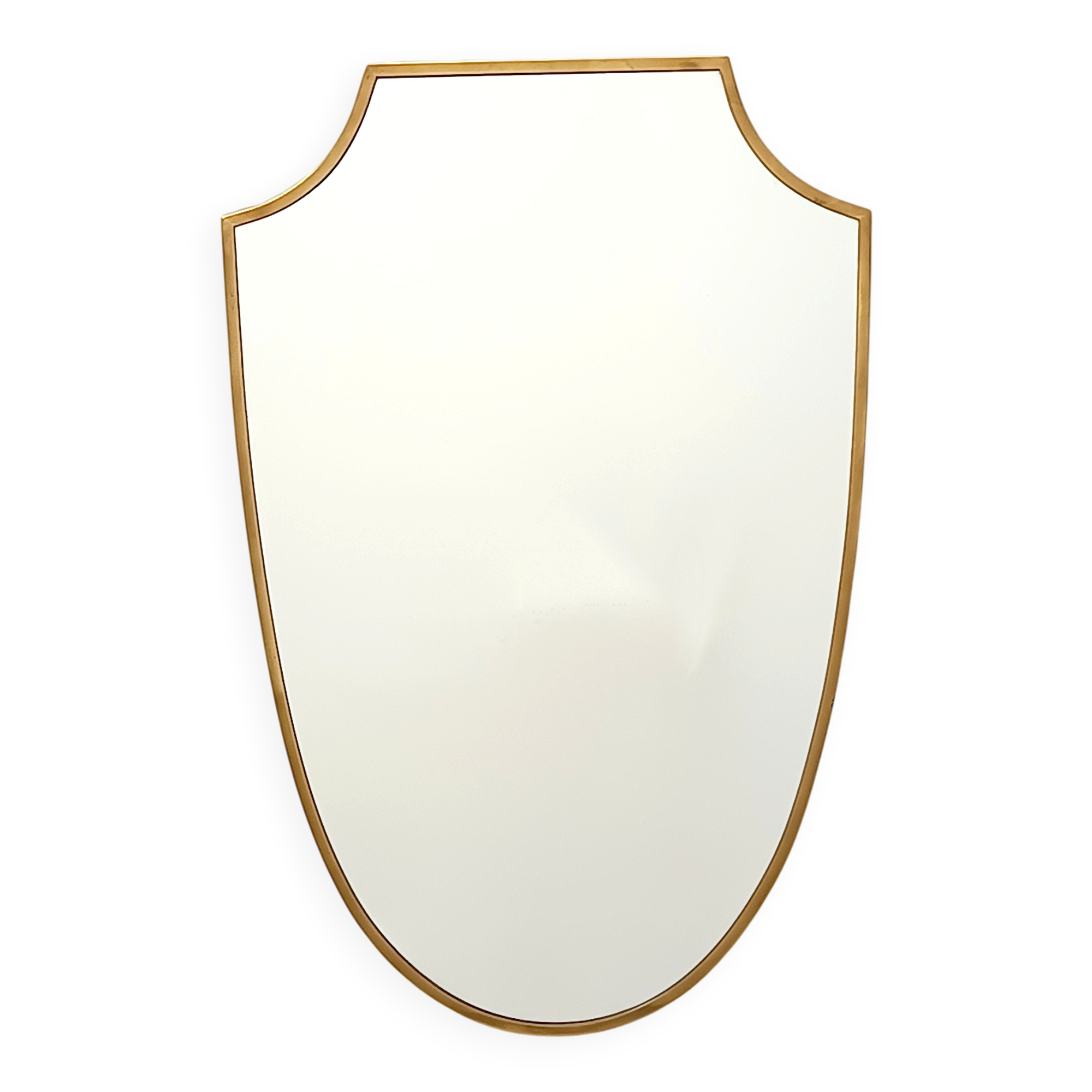 Mid-Century Modern Vintage Wall Mirror in Brass and Wood, Italy 1960s