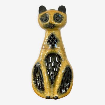 Lampe chat zoomorphe en céramique années 70