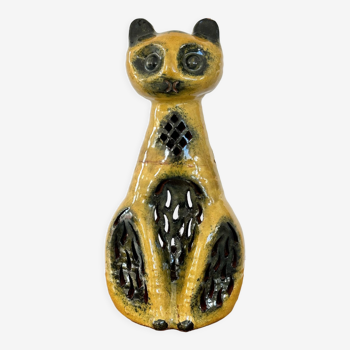 Zoomorphic ceramic cat lamp from the 70s