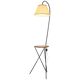 Mid-Century black floor lamp, wood and fabric with integrated table, 1950s
