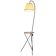 Mid-Century black floor lamp, wood and fabric with integrated table, 1950s