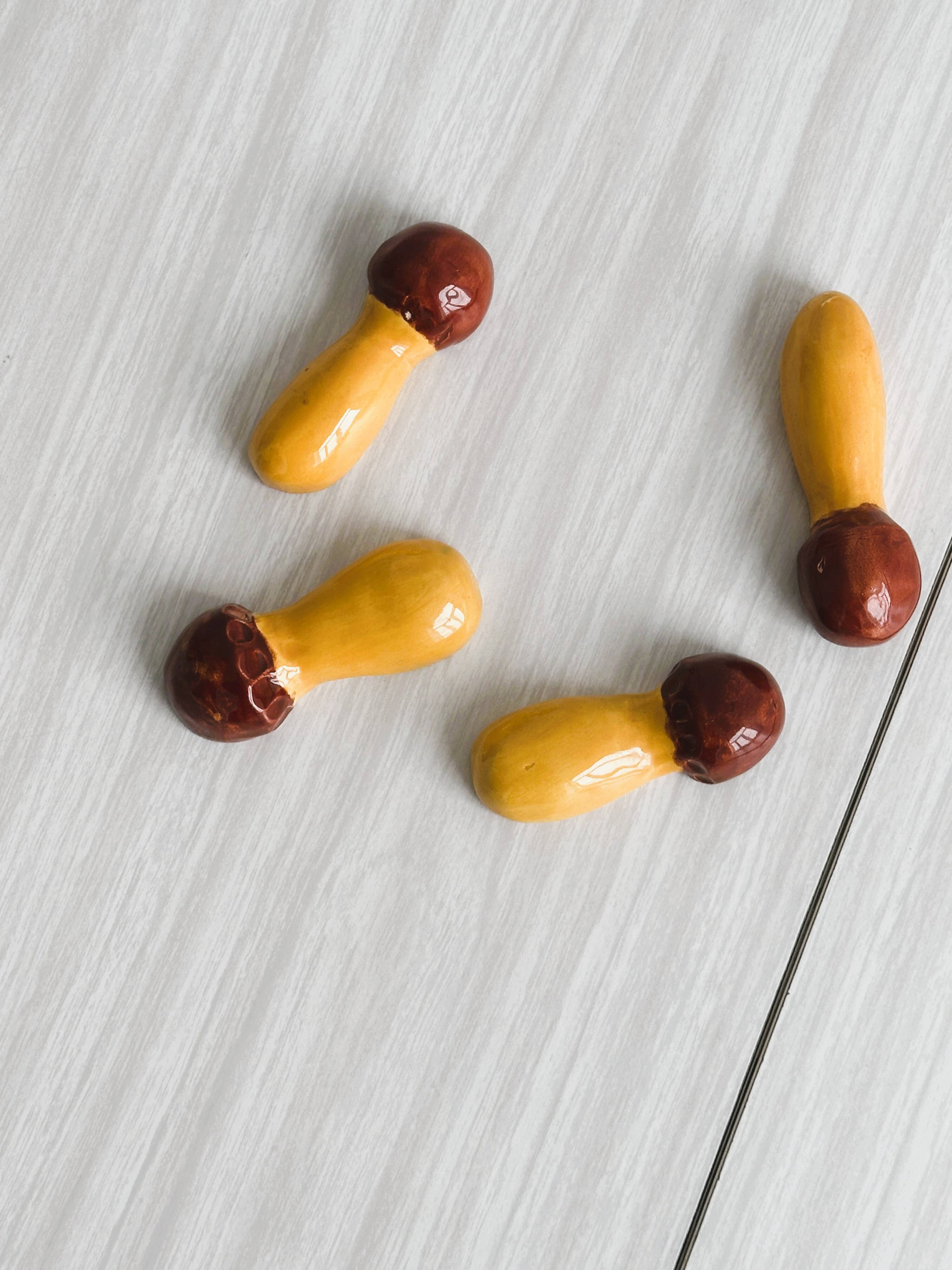 set of ceramic mushroom knife holders