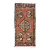 Hand-knotted Small Rug. Vintage Doormat. Turkish Seat Cover. Entryway Rug. Kitchen Mat. Bath Mat