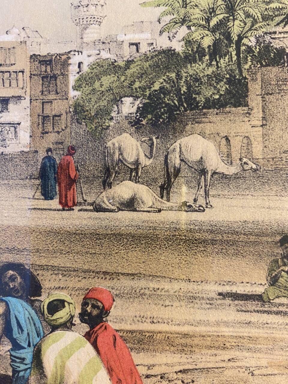 Orientalist engraving, view of the Shereef Bey Palace in Cairo, 20th century