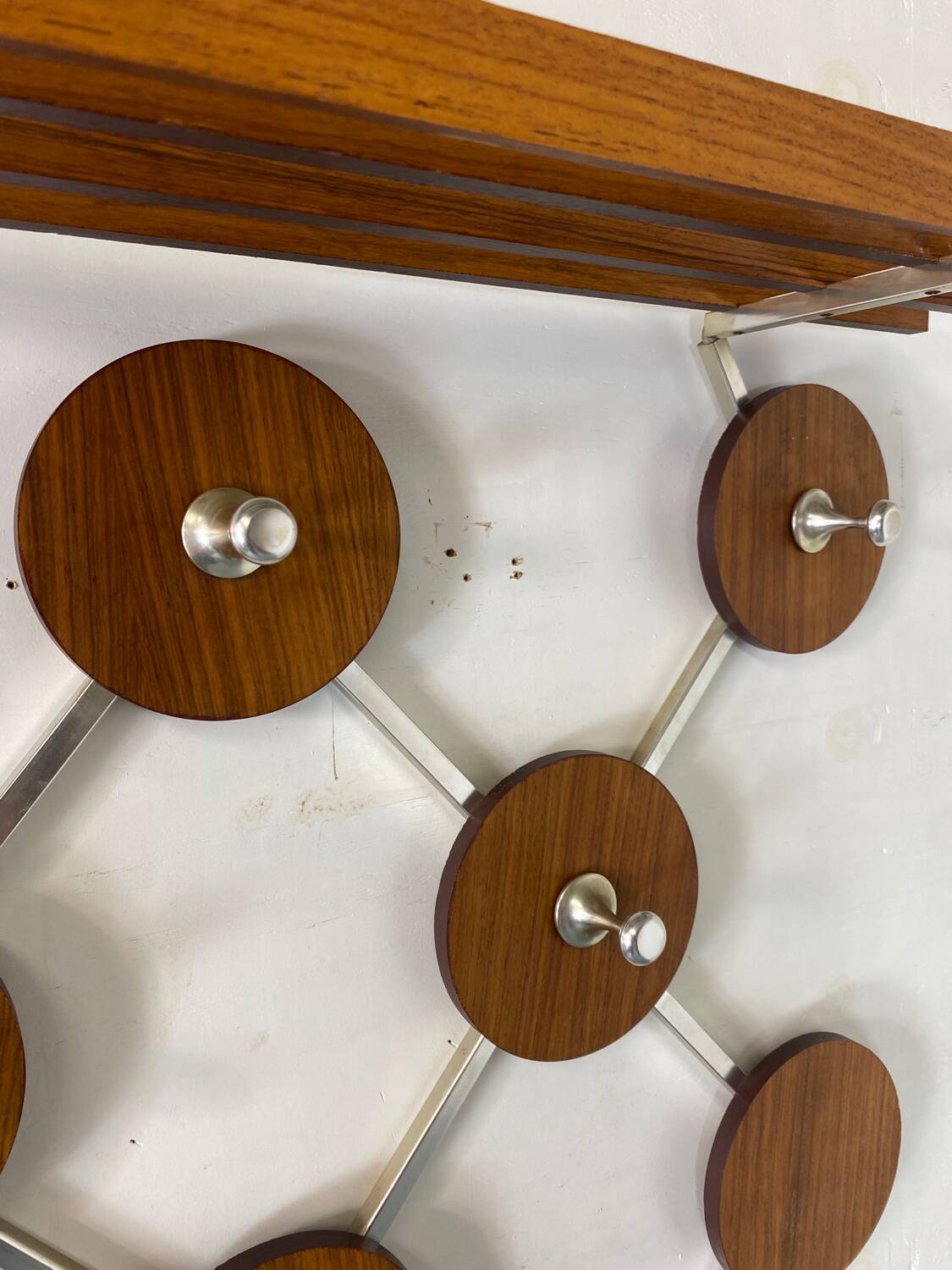 Vintage, Scandinavian Mid-Century Teak and Metal Coat Rack, 1960s