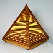 Teakwood Pyramid Table Lamp, Italy, 1970S