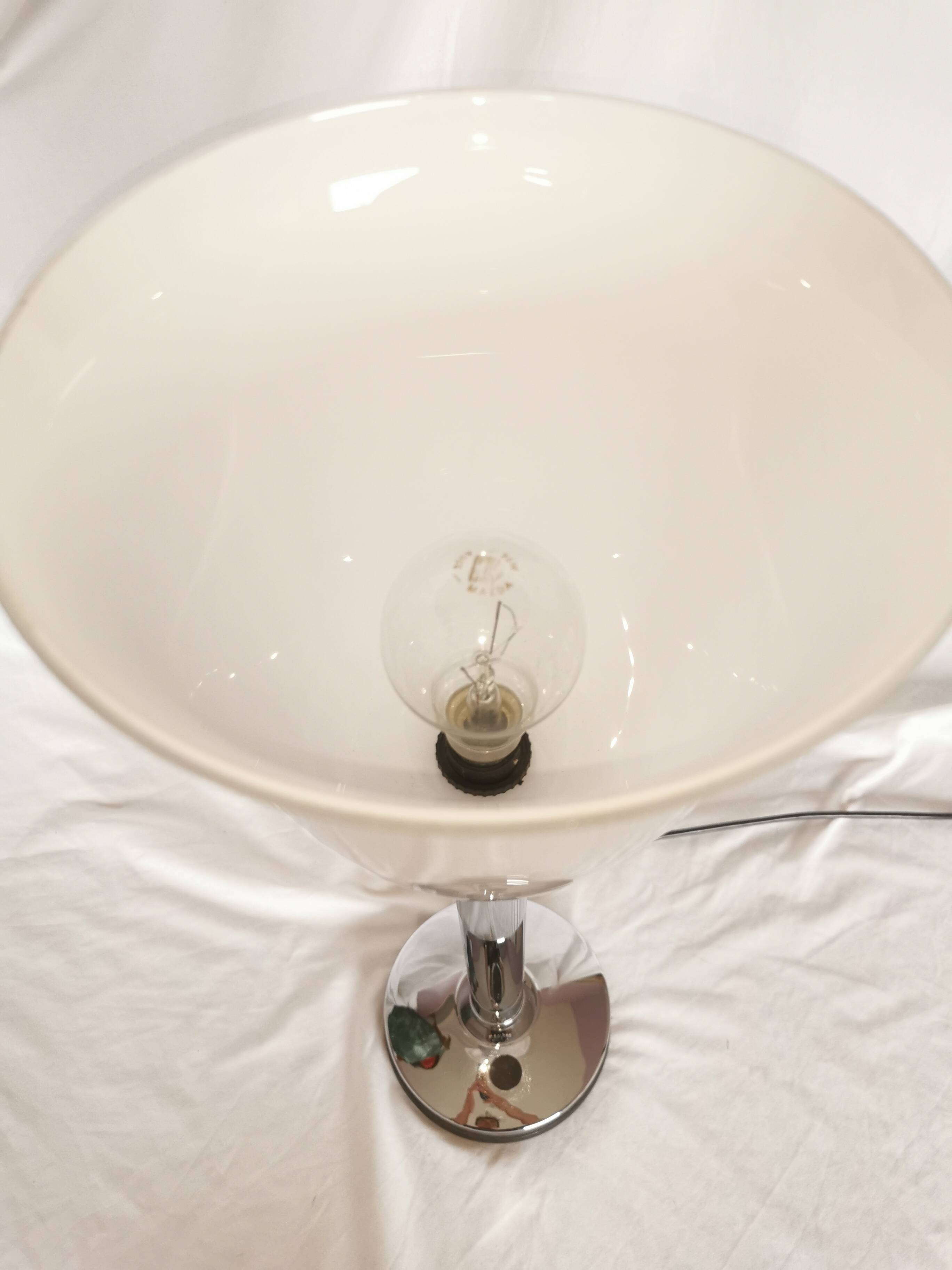 Large chrome and opaline lamp, Mazda and Ferdinand Solere, France, 1970